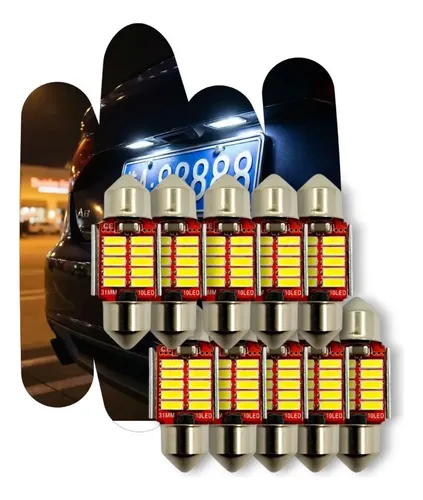 Kit 10 Lâmpada Led Carro Torpedo Smd Canbus Canceller Teto