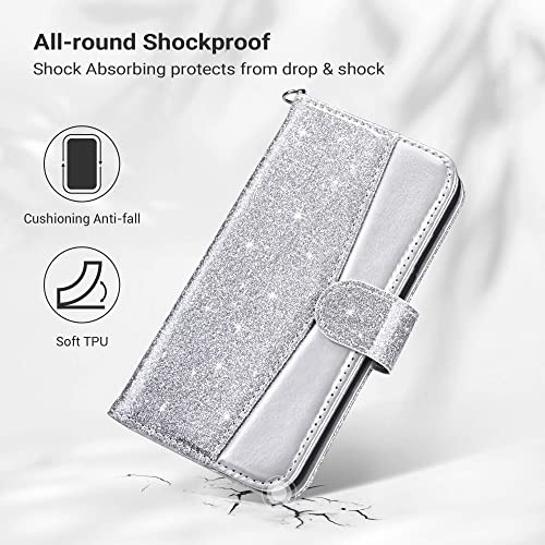 Funda Cartera Para iPhone 14 Pro Max Plata 6.7 Pulgada Pu Pi