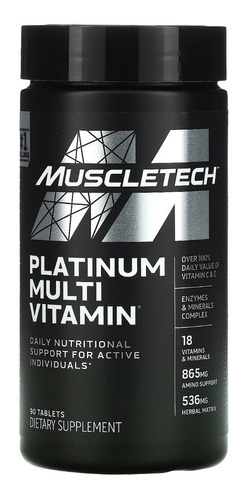 Imagem 1 de 4 de Platinum Multivitamin, Importada, Muscletech - 90 Tabletes