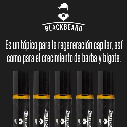 Minoxidil 10% Roll On Blackbeard Con Cafeína 10 Piezas