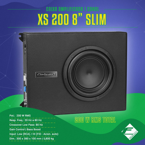 Imagem 2 de 2 de Caixa Falcon Slim Xs 200 8 Polegadas 200 Rms Amplificada