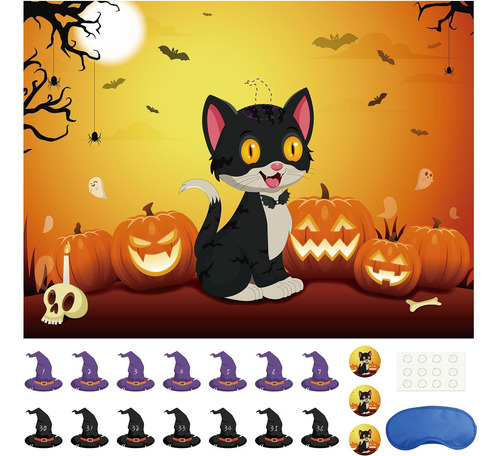 Morcheiong Juego De Halloween Pin The Tail On The Cat Game C