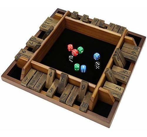 Shut The Box Board Game, Wooden Dice Box Game 12 X 12 Inch 