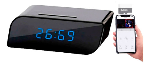 Reloj Mesa Tipo Camara 1080 Wifi Sensor Movimiento + Sd 32gb