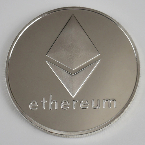 Moneda Ethereum Plateada Criptomoneda Coleccionable Bitcoin.