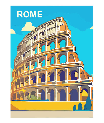 Poster Papel Fotografico Roma Coliseo Vista Recamara 80x120