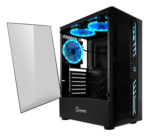 Case Quasad Gaming Qg-002 Con Vidrio Lateral 4rgb Negro