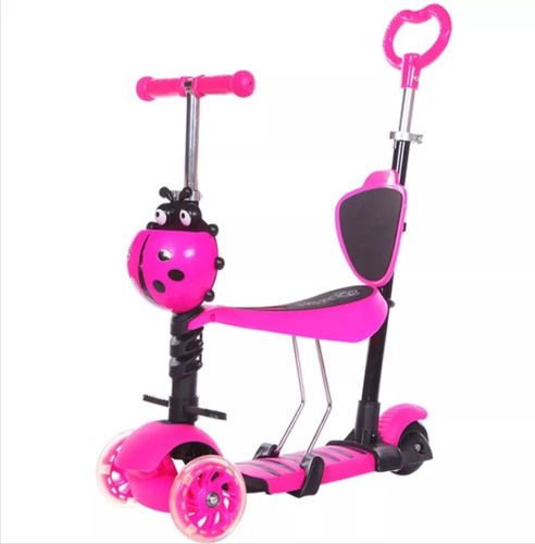 Scooter Monopatín 5 En 1 Ajustable Niño Chinita Luces Led