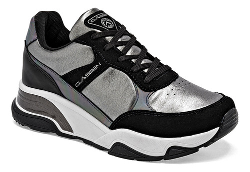 Tenis Plataforma Dama Clasben Gris 121-236