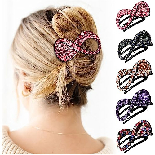 5pcs Rinstone French Hair Clips For Women Thick Hair Fjz1u