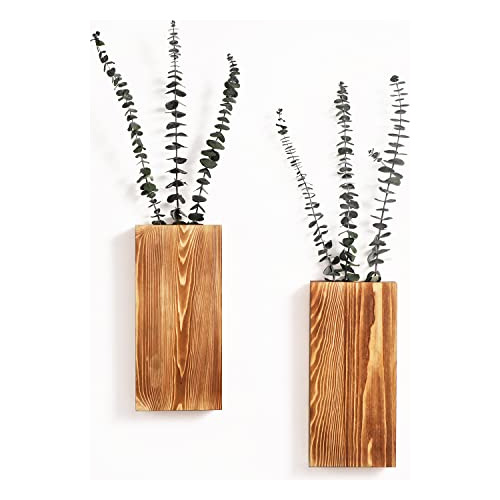 2 Pack Wood Wall Planter For Dried Flowers And Artifici...