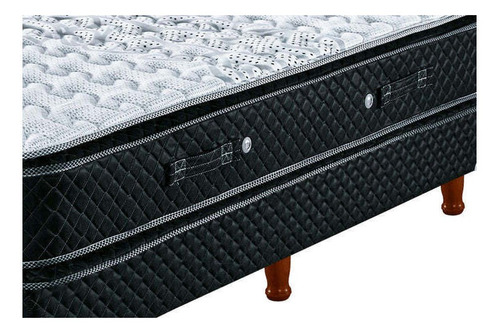 Imagen 3 de 4 de Sommier Cannon Resortes Doral Pillow Top King de 200cmx200cm negro y blanco con base dividida