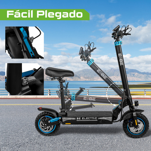 Scooter Electrico Plegable E-be Bx45 Monopatin 45km 1000w Color Negro