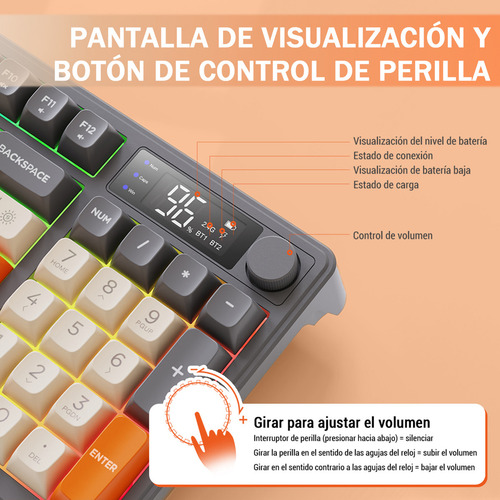 Kits Teclado Y Mouse Free Wolf T96 Rgb Español Con Pantalla