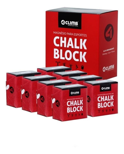 Kit Com 16 Magnésio Chalk Block Cross Escalada 56g 4climb