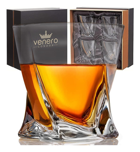 Venero - Vasos De Cristal Para Whisky, Juego De 4 Vasos