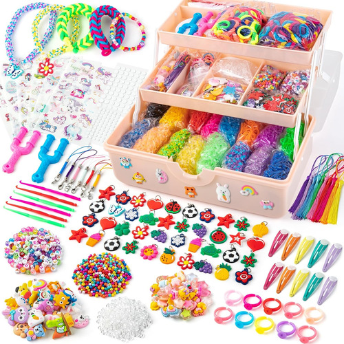 Kit De 12500+ Loom Bands, Kit Hacer Pulseras, Contenedo...