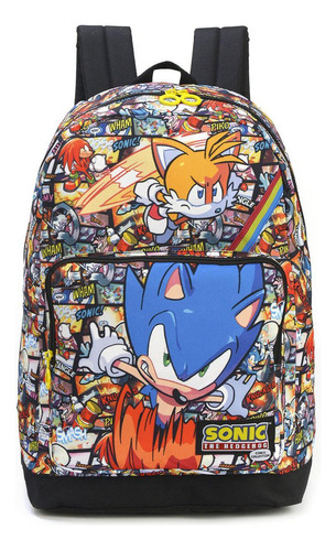 Mochila De Costas Juvenil Do Sonic By Luxcel Ref.46961 Cor Laranja