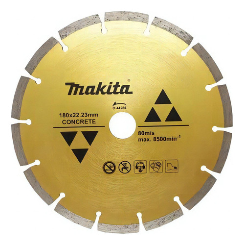 Kit de discos de corte de diamante Makita de 180 mm, color dorado D-44286