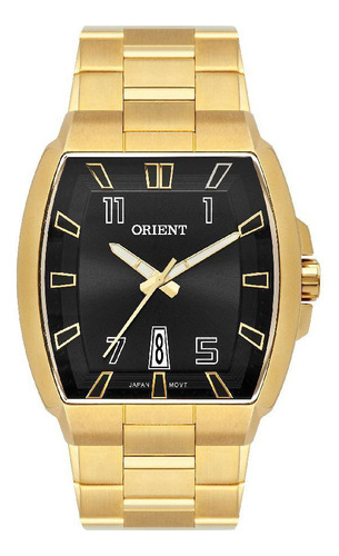Relógio Masculino Orient Dourado Ggss1018 P2kx Retangular