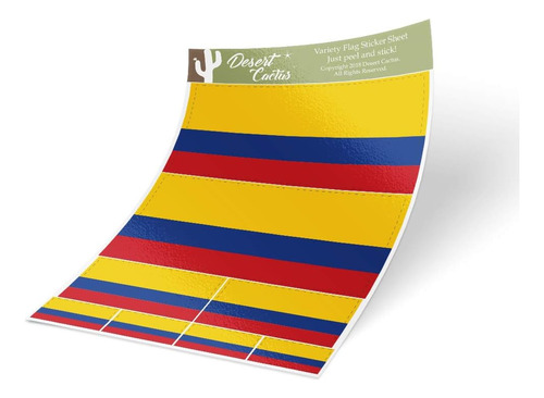 Columbia - Calcomanía De Bandera De País, Paquete De 8 Unida