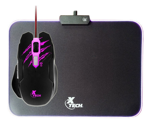 Combo Gamer Mouse Luz Led + Pad Mouse Luz Led 7 Colores Rgb