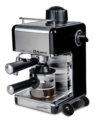 Cafetera Espresso Koblenz CKM-650 EIN Expreso Automática de 3.5 Bares de Presión y 4 Tazas Negra y Acero Inoxidable 800W 120V