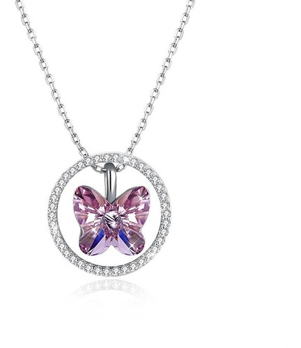 Collar Plata 925 Mariposa Cristal Austriaco Circones Mujer