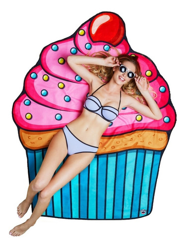 Toalla De Playa Cupcake Bigmouth Inc Color Rosa