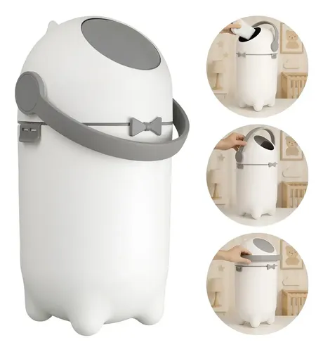 Lixeira Antiodor Fraldas Bebê Lixo  Mágico Banheiro Antiodor Branco