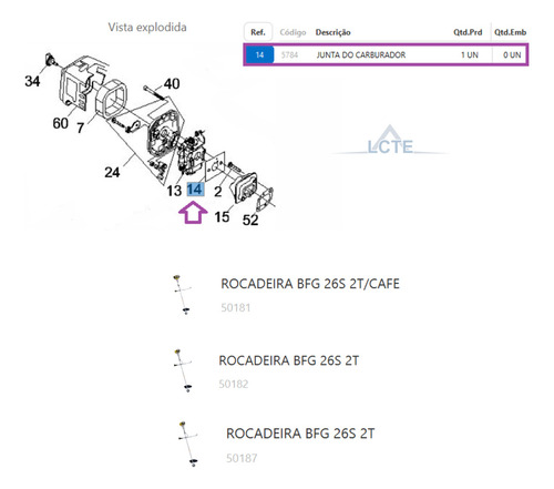 Junta Do Carburador P/ Soprador Bfg 260 (r) - Buffalo