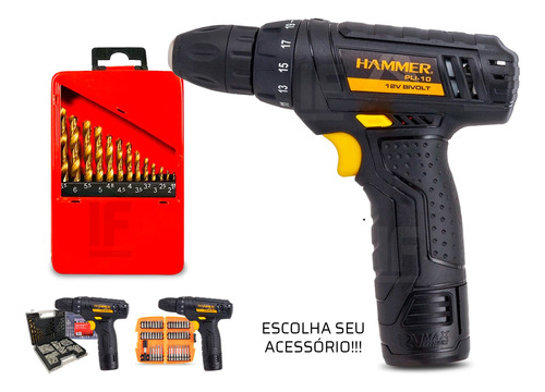 Parafusadeira Furadeira Bateria 12v Bivolt + Acessorios