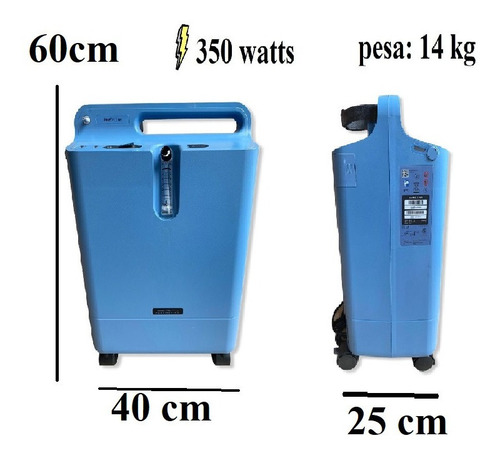 Imagen 9 de 9 de Concentrador Philips 5lt + Tanque Oxigeno 682lt Kit