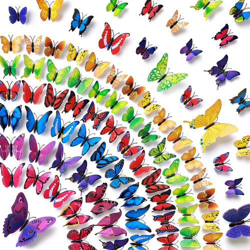 96 Mariposas 3d Calcomanía Etiqueta Decoración Murales