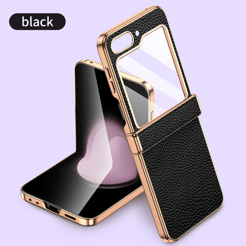 Funda De Piel Para Samsung Galaxy Z Flip6 Flip5 Flip 6 5 Zflip5, Funda Protectora De Bisagra De Lujo Con Vidrio Templado