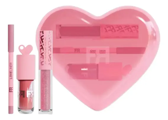 Love Kit Gloss Labial Coração Lápis Volume Rosada Franciny Ehlke