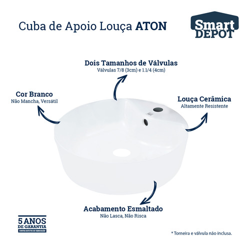 Cuba De Apoio Louça Aton C/ Mesa 40x15cm Smart Depot
