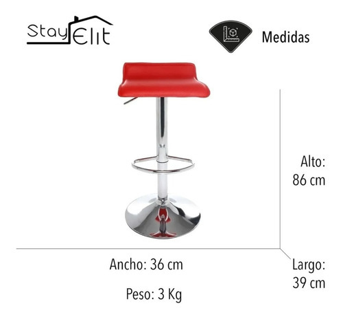 Banco De Cocina O Barra Banco Alto Desayunador Set De 2 Color Rojo