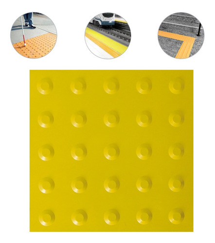 Piso Tátil Alerta Pvc 25x25 Amarelo 28 Pçs 7m Linear