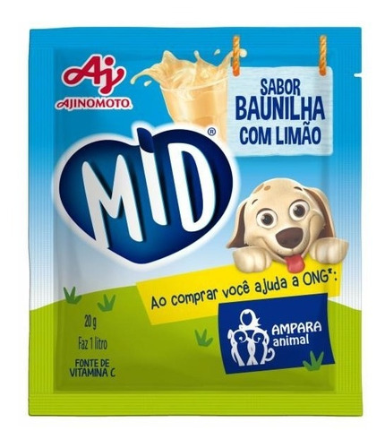 Refresco Em Pó Mid Baunilha C/ Limão 20gr -kit Com 30 