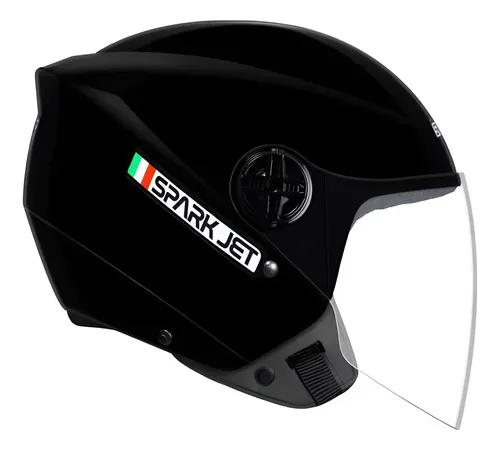 MLB 1958672878 Capacete Moto Ebf Spark Jet Aberto Preto Brilhante JM