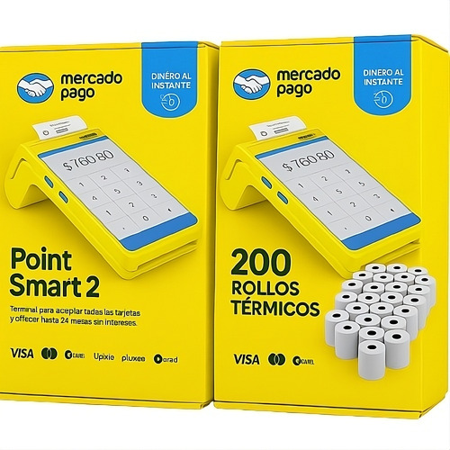 Kit 2 Point Smart 2, Terminal Para Tarjetas Con Internet Con 200 Rollos