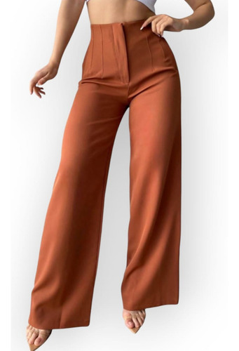 Pantalón Con Pinzas Acampanado Ancho De Vestir Para Mujer