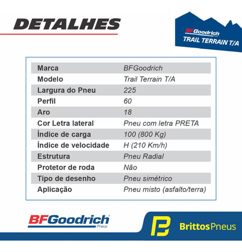 Pneu Bf Goodrich Aro 18 - 225/60 R18 Trail-terrain