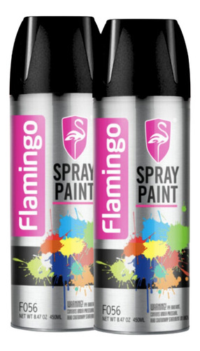 Pintura Aerosol Spray Negro Brillante Flamingo 450ml