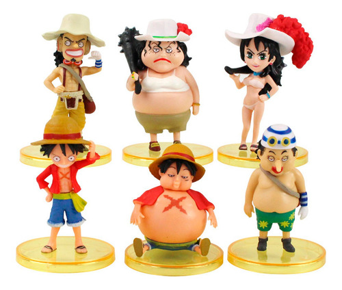 Figuras One Piece Set X6 Chibi Luffy Usopp Alvida Gordos Pvc