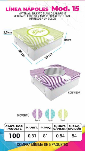 Cajas Para Tortas 30x30x10 Cm