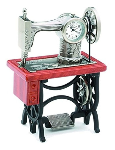 Reloj Antiguo Para Máquina De Coser Mesa Aspecto De Madera