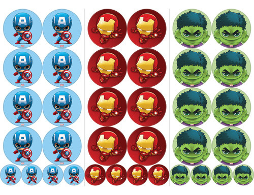  Avengers Stickers X3 Planchas / Calcos / Vinilo Resistent