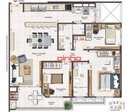 Imagem 22 de 23 de Apartamento Com 3 Dormitórios À Venda, 108 M² Por R$ 785.222,00 - Campinas - São José/sc - Ap0058